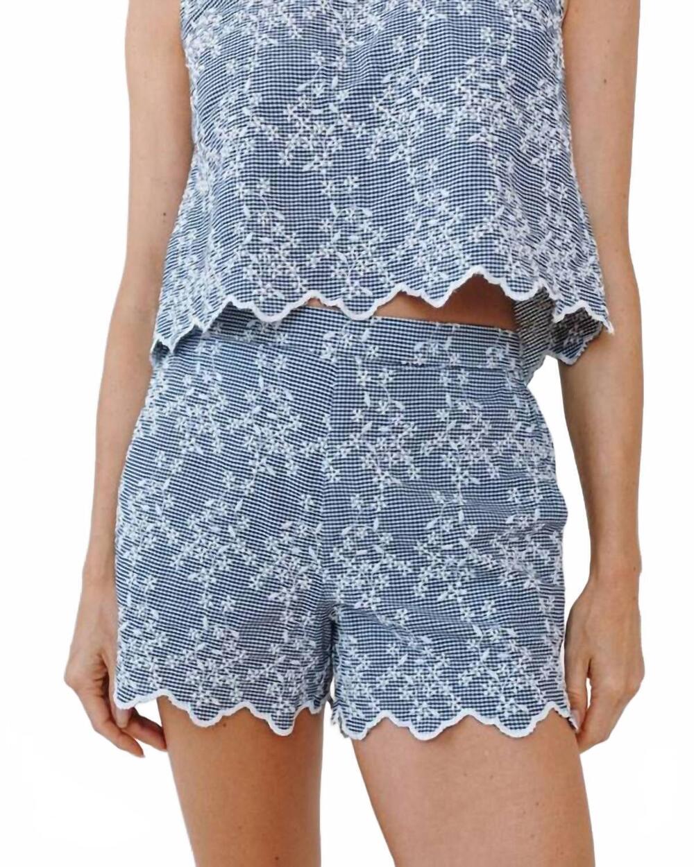 NEW BELLA DAHL scallop border catalina short in floral gingham